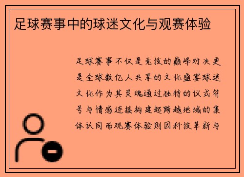 足球赛事中的球迷文化与观赛体验